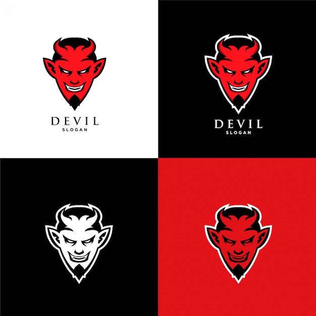 Red devil face logo icon template