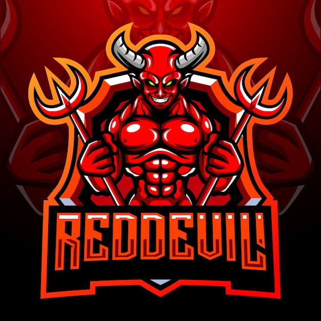 Mascotte del diavolo rosso. design del logo esport