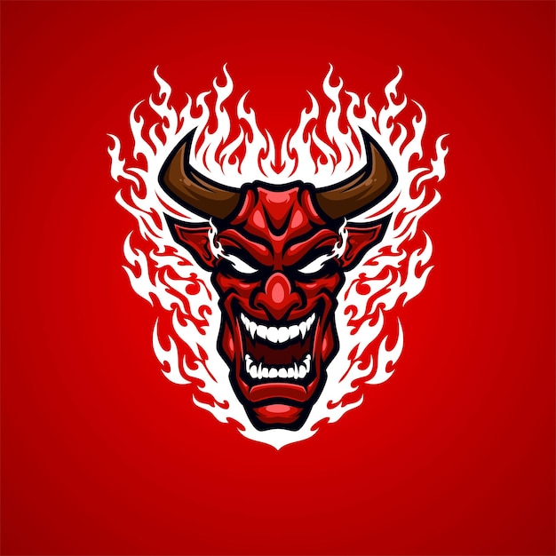 Red devil masscot illustration premium vector