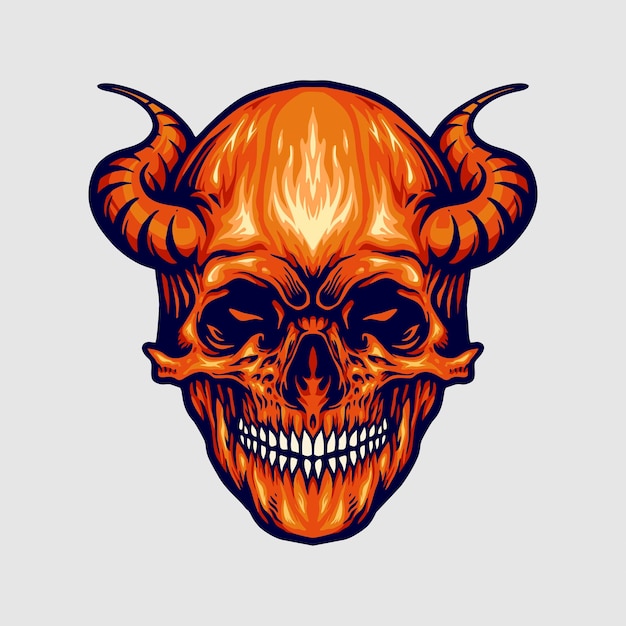 Red devil skull horn-illustraties