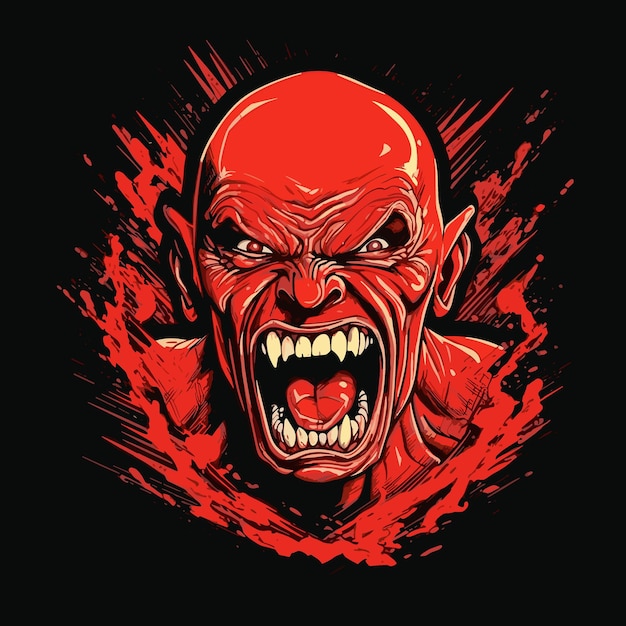 Красный дьявол с красной головой на спине