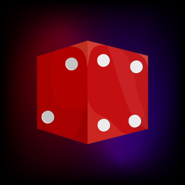 Red dice icon in cartoon style for any design