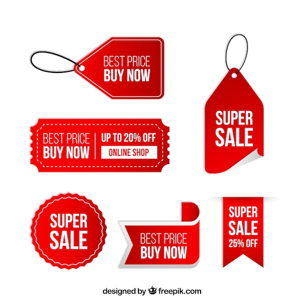 Vector red discount sticker collection