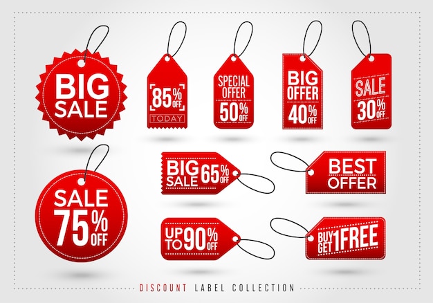 Red discount tags icon