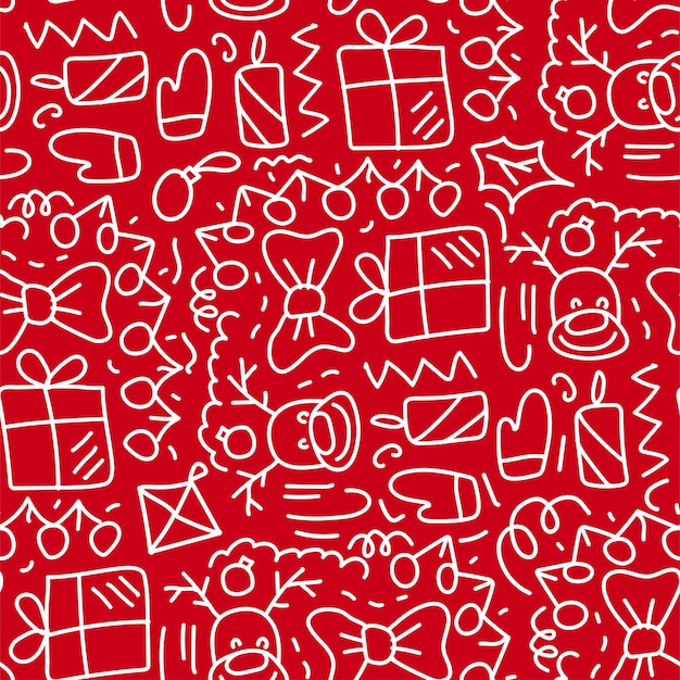 Red doodle seamless pattern