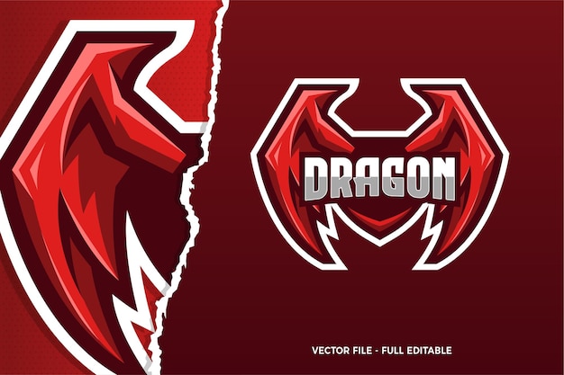 Vector red dragon e-sport game logo sjabloon