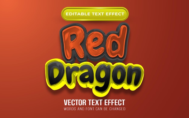 Красный дракон редактируемый текстовый эффект мультяшном стиле