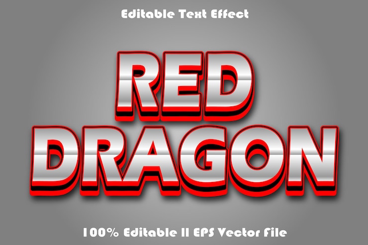 Vector red dragon editable text effect