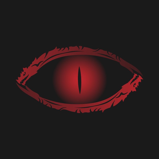 Vector red dragon eye illustration logo