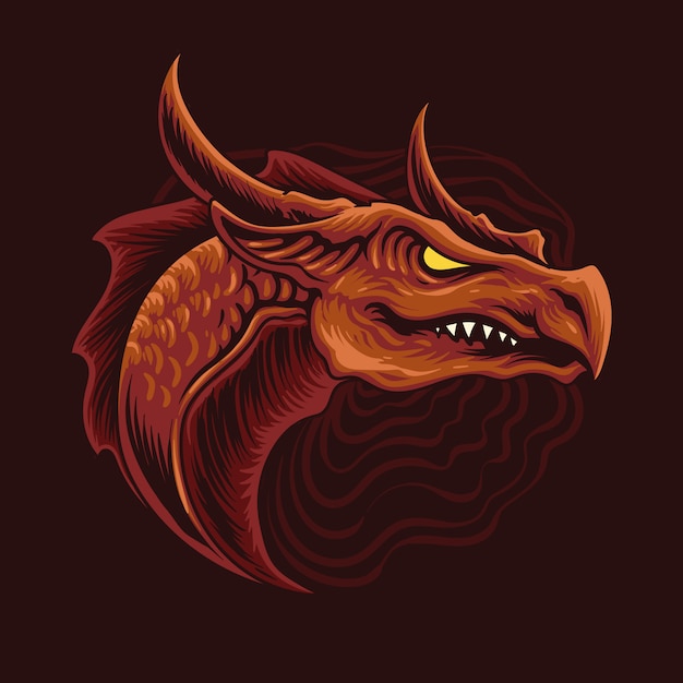 Red dragon head illustration