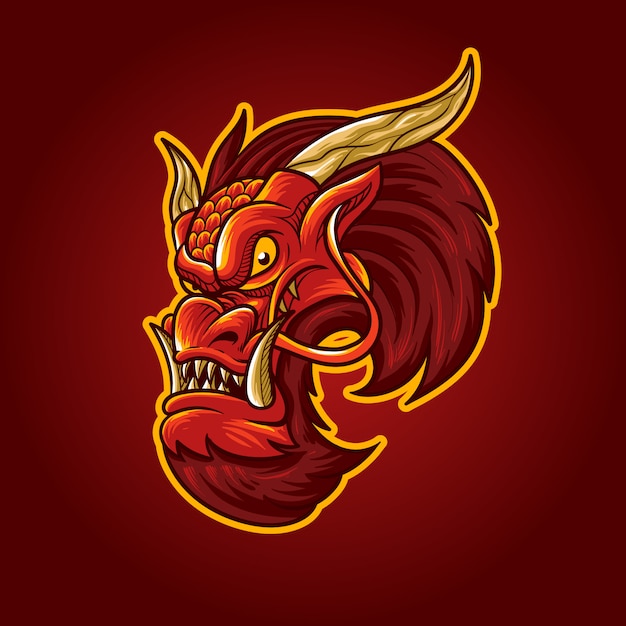 Red dragon head illustration