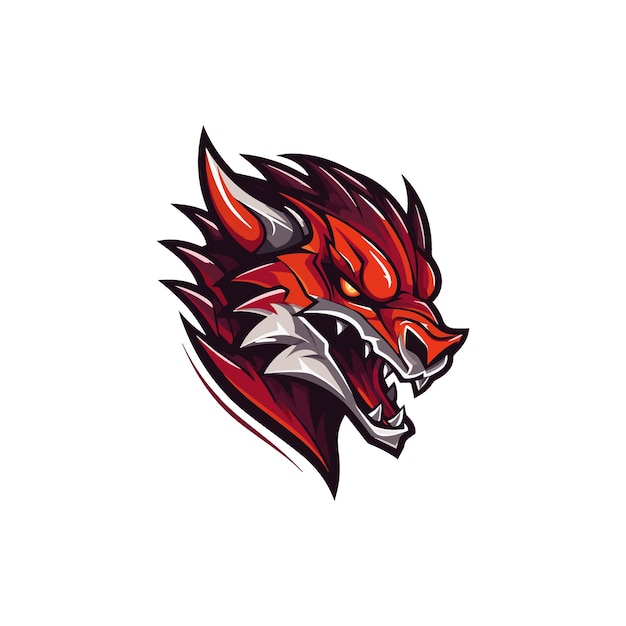 Red dragon head mascot logo vector illustration isolated on background angry dragon face mascot