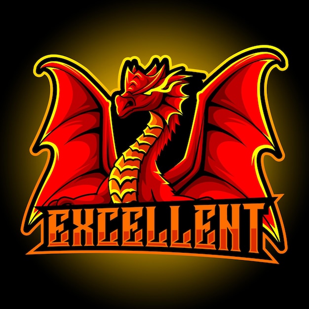 Logo esport della mascotte del drago rosso