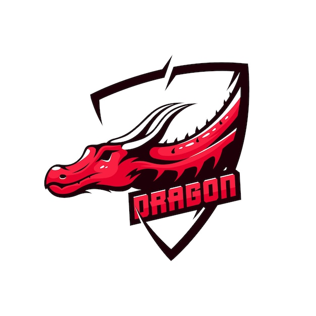 Vector red dragon mascot gaming logo design