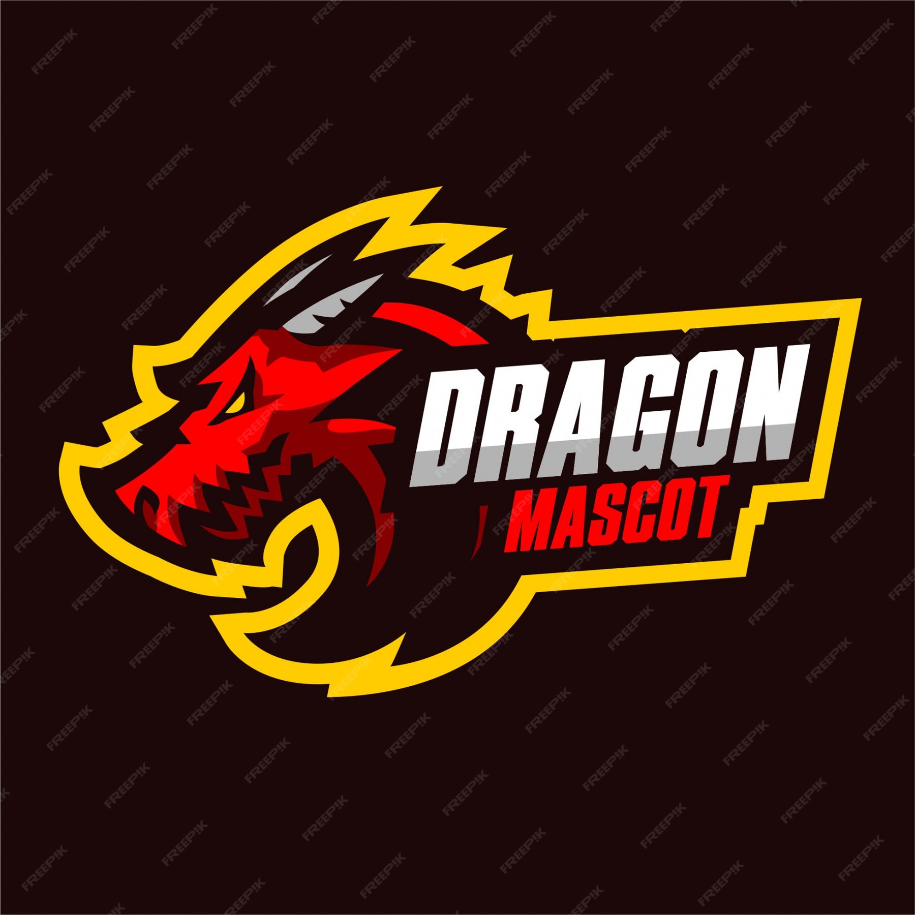 Premium Vector | Red dragon mascot gaming logo