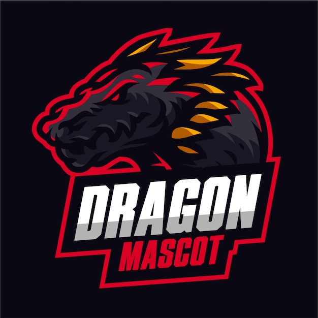 Red dragon mascot gaming logo