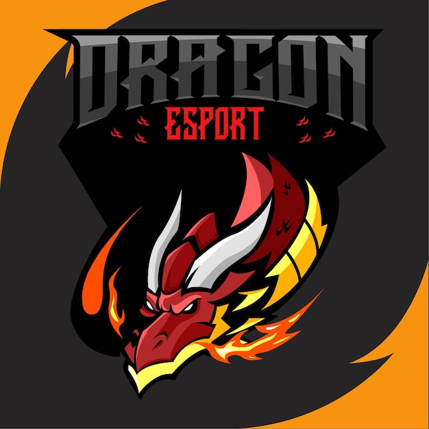 Esport 로고 템플릿을 위한 Red Dragon 마스코트 로고 디자인