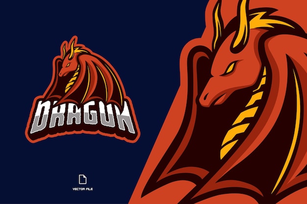 Red dragon mascot logo illustration