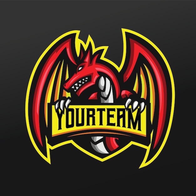 Red Dragon Mascot Sport Illustratie voor Logo Esport Gaming Team Squad