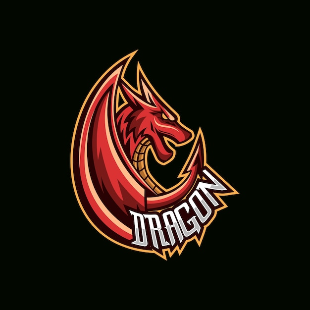 Red dragon vector illustration esport mascot logo