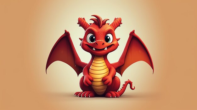 Vector a red dragon with a yellow background