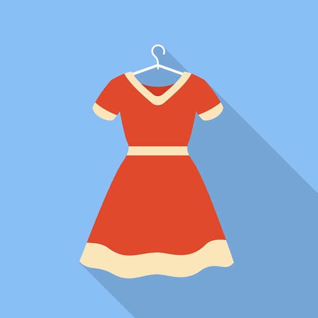 Red dress on hanger icon flat illustration of red dress on hanger vector icon for web design