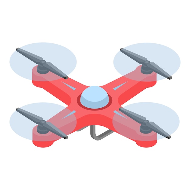 Red drone icon Isometric of red drone vector icon for web design isolated on white background