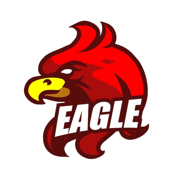 Red eagle head mascot gaming logo