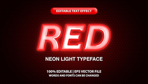 Red editable text effect template neon light futuristic text style