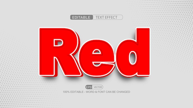 Red editable text effect vector 3d style with background
