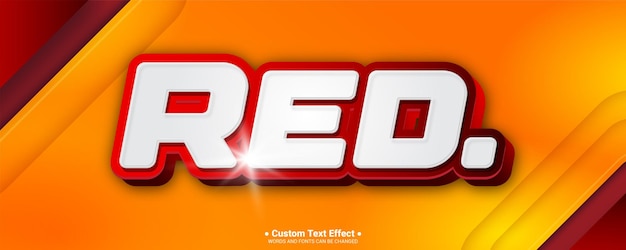 red editable text font effect 3d text for title