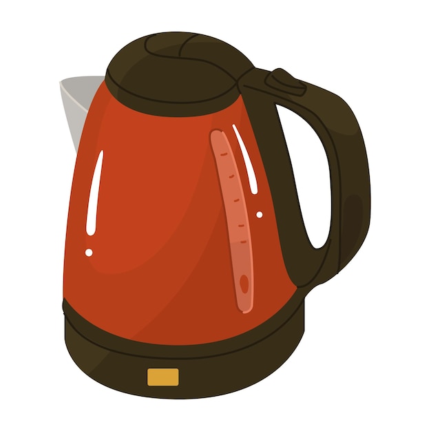 red electric kettle household kitchen utensils a device for boiling water and keeping beverages warm vector illustration isolated object on white background
