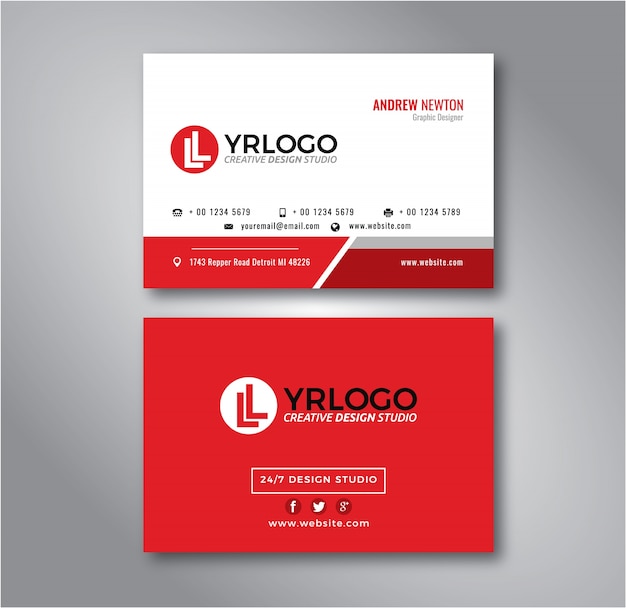 Vector red elegant business card template