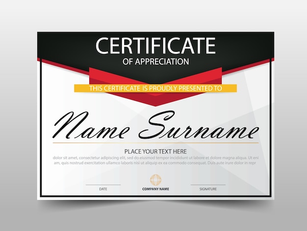 Vector red elegant horizontal certificate illustration