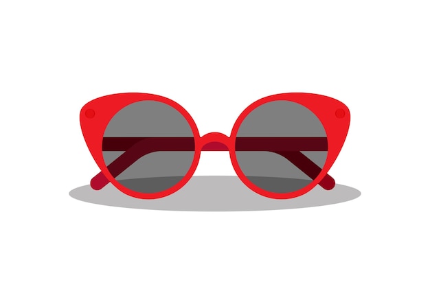 Red elegant sunglasses for women vector flat design isolated on white background