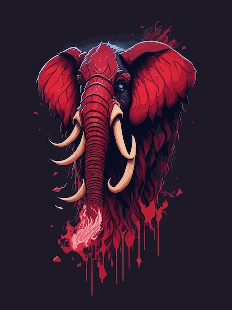A red elephant with a black background and the word elephant on the front.