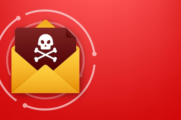 Virus e-mail rosso schermo del computer