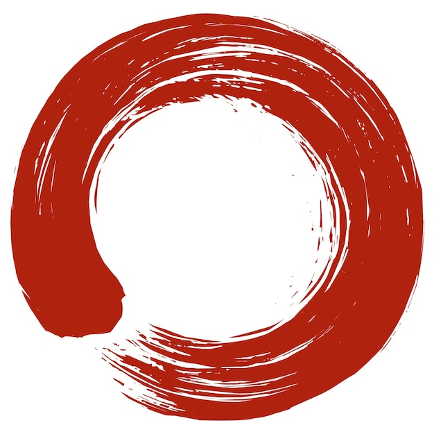 Red Enso Zen Japanese Circle Brush Stroke Sumi-e Vector Illustration Ink Logo Design Vector