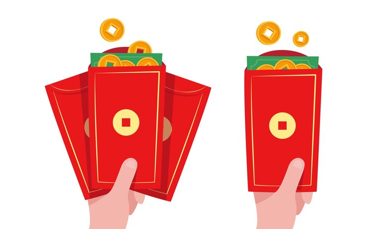 Vector red envelop. traditional lucky envelop on china new year eve. bao li xi of tet holiday.