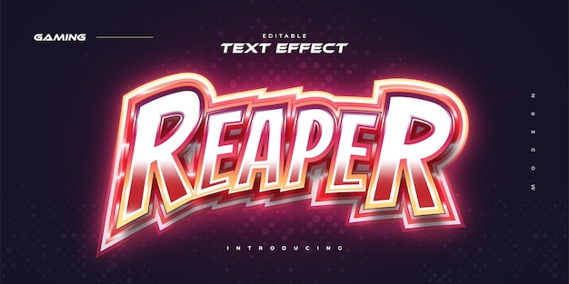 Red esport text style with glowing neon effect editable text effect in esport style