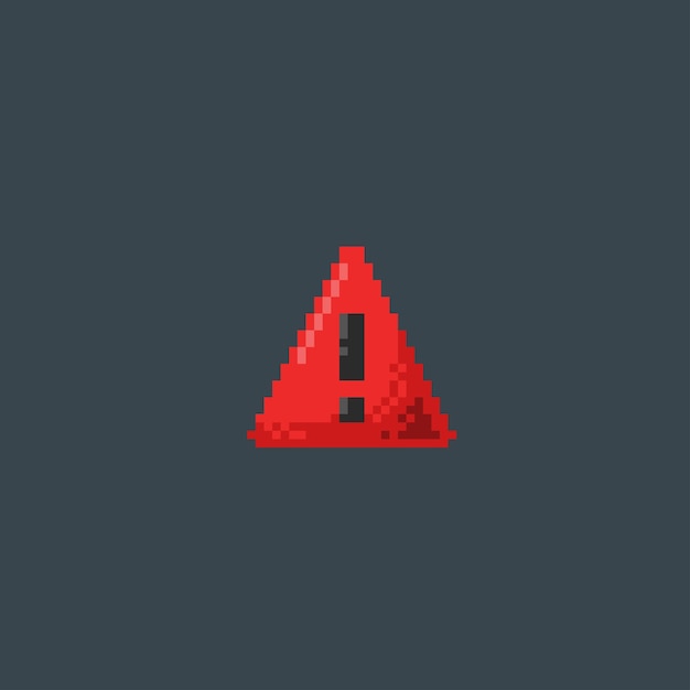 red exclamation mark in pixel art style