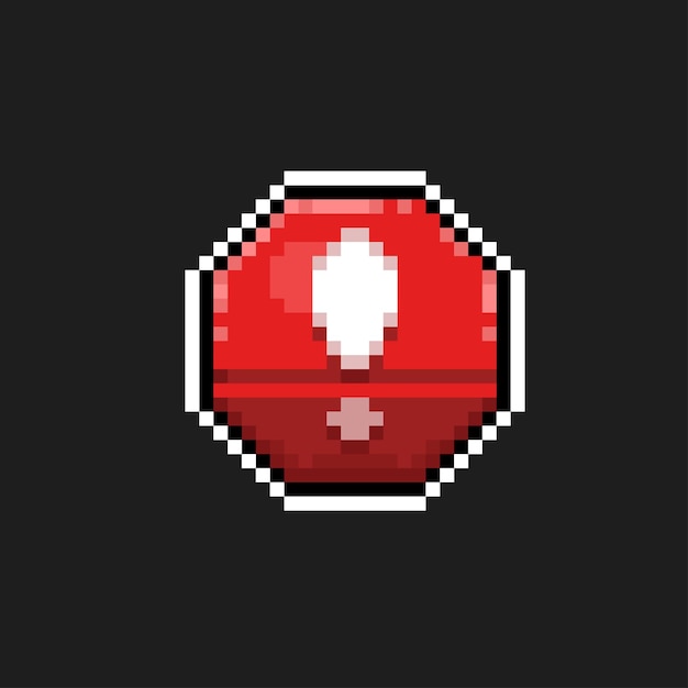 red exclamation mark in pixel art style