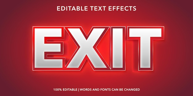 Red exit editable text effect