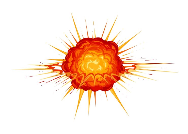 Vector red explosion, cloud of fire