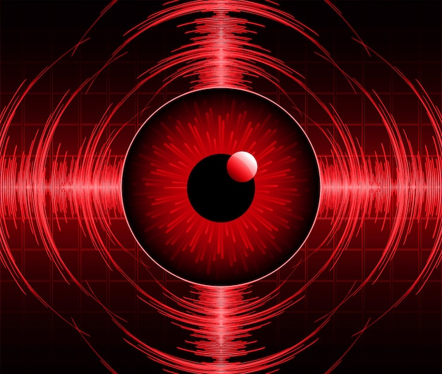 Red eye cyber circuit future technology concept background