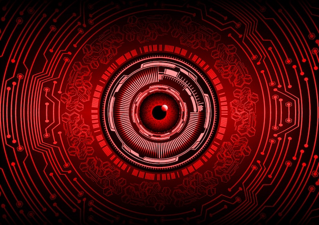 Red eye cyber circuit future technology concept background