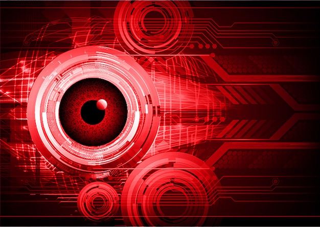 Vector red eye cyber circuit future technology concept background