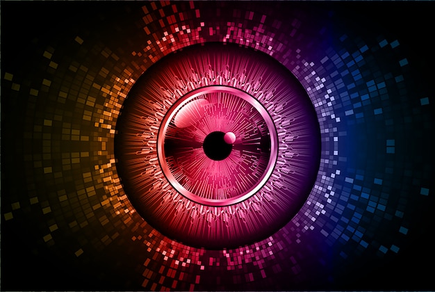 Vector red eye cyber circuit future technology concept background