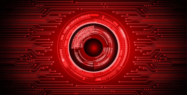 Red eye cyber circuit future technology concept background