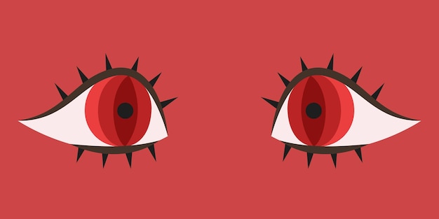 Vector red eyes in cartoon style